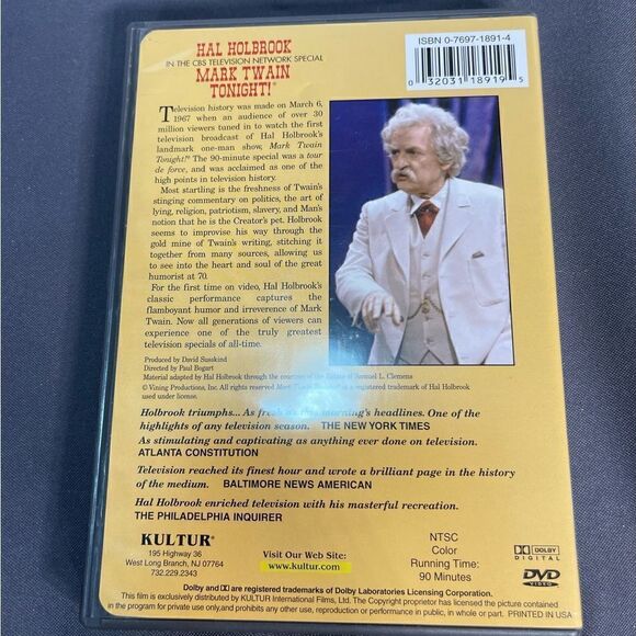 DVD - Hal Holbrooks Mark Twain - Picture 2 of 2